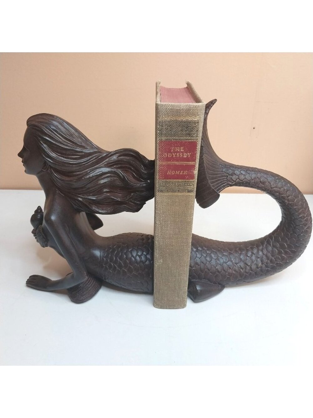 Mermaid Bookends Faux Wood Resin Nautical Coastal Ocean Beach House Siren